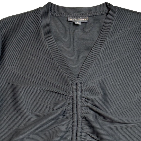 BOLD ELEMENTS Blouse Ties up the front 3/4 sleeves Black Juniors XL Like New - Picture 4 of 10